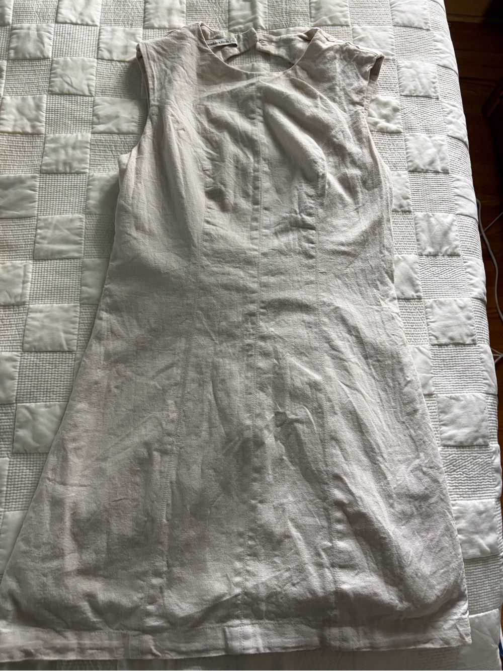 Abercrombie & Fitch Light Beige A-Line Linen blend dress